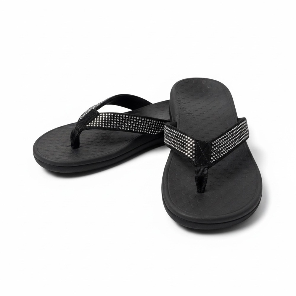 Vionic High Tide Black Rhinestone Sandals Podiatrist Developed Orthotic 9